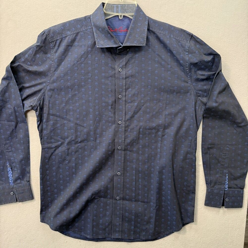 Robert Graham Modern American All Over Print Skull Button Up Shirt Men's Size XL